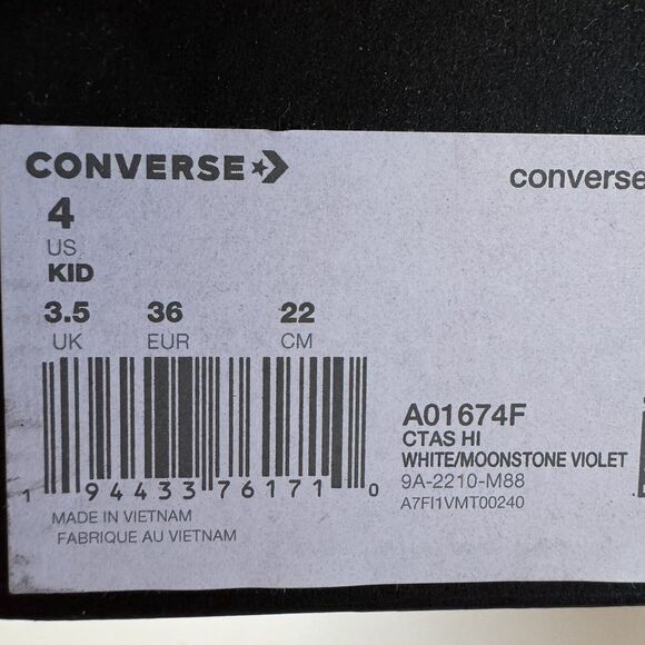 Converse Unicorn Chuck Taylor All Star Hi Top Sneakers Kid Size 4 - Picture 8 of 8